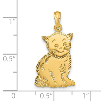 14k Yellow Gold Polished Cat Charm