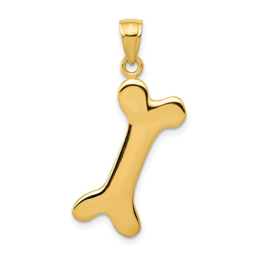14k Yellow Gold Solid Polished Dog Bone Charm