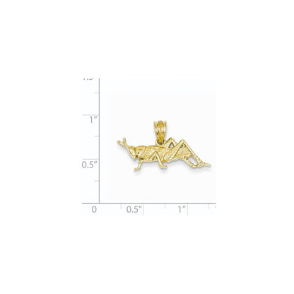 14k Yellow Gold Polished Open-Backed Grasshopper Pendant