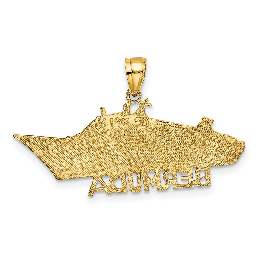 14k Yellow Gold Solid Polished BERMUDA Cruise Ship Charm