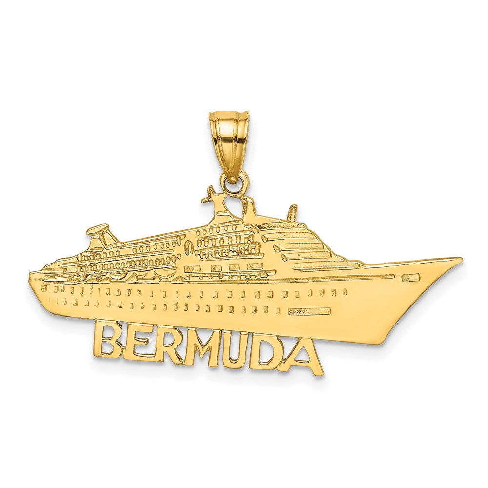 14k Yellow Gold Solid Polished BERMUDA Cruise Ship Charm