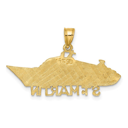 14k Yellow Gold Solid Polished ST MARTIN Cruise Ship Charm