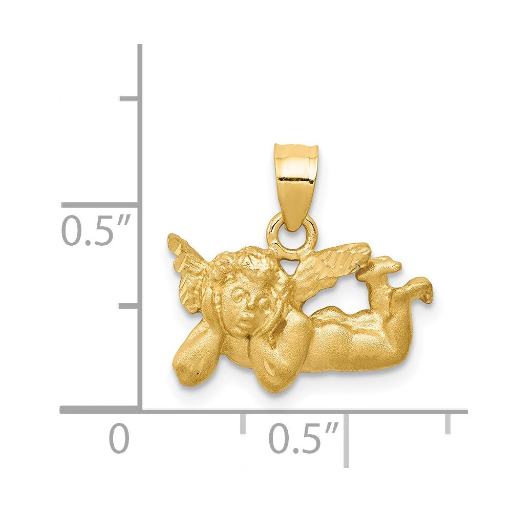 14k Yellow Gold Satin & Diamond-Cut Angel Charm