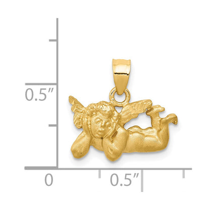 14k Yellow Gold Satin & Diamond-Cut Angel Charm