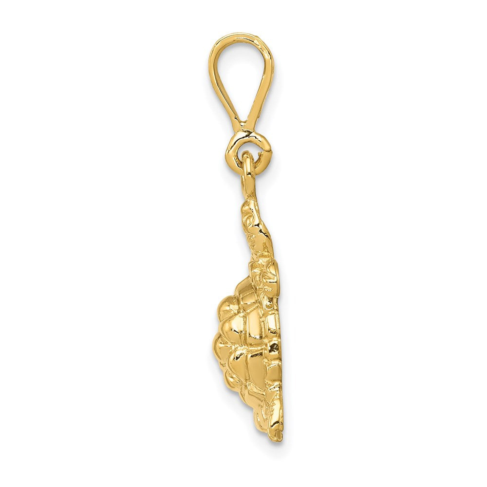 14k Yellow Gold Solid Polished Open-Backed Sea Turtle Charm