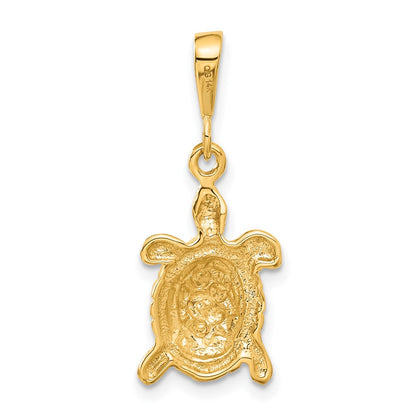 14k Yellow Gold Solid Polished Open-Backed Sea Turtle Charm