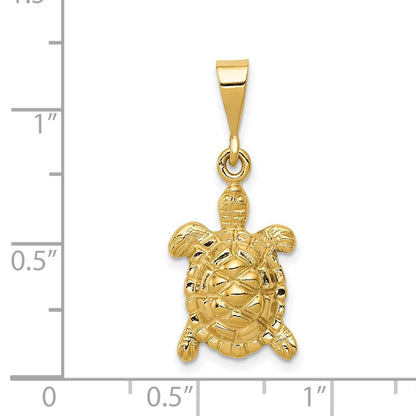 14k Yellow Gold Solid Polished Open-Backed Sea Turtle Charm