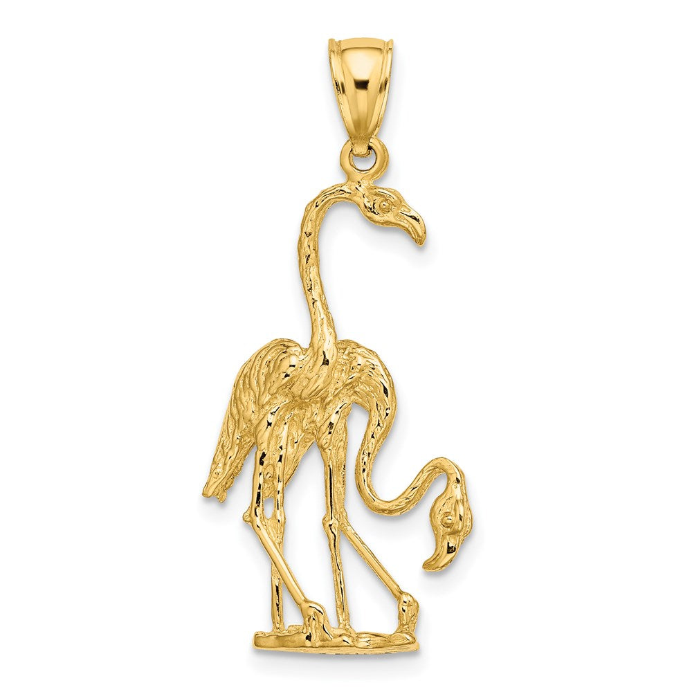 14k Yellow Gold Solid Polished 3-Dimensional Double Flamingo Charm