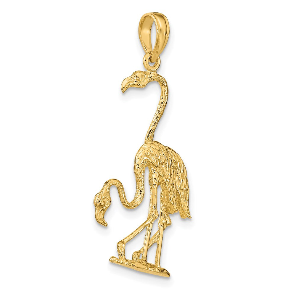 14k Yellow Gold Solid Polished 3-Dimensional Double Flamingo Charm