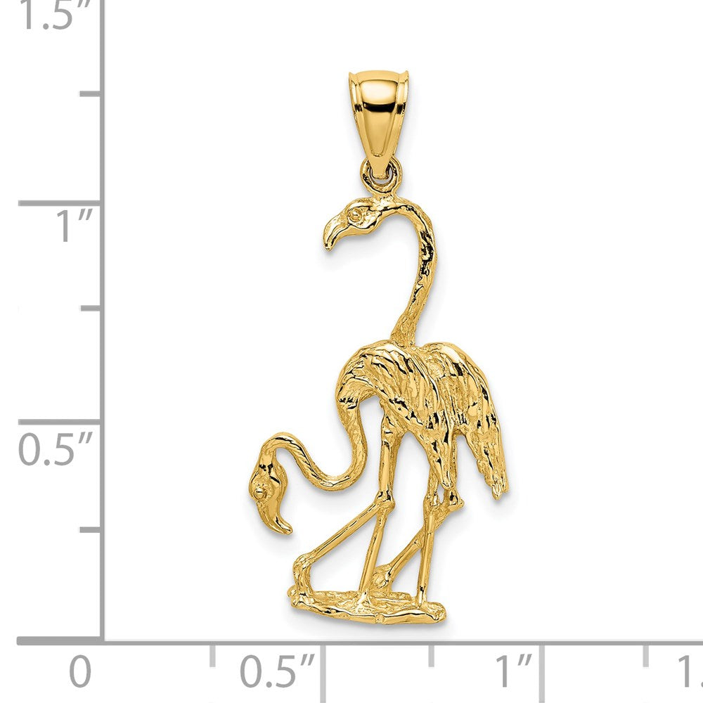 14k Yellow Gold Solid Polished 3-Dimensional Double Flamingo Charm
