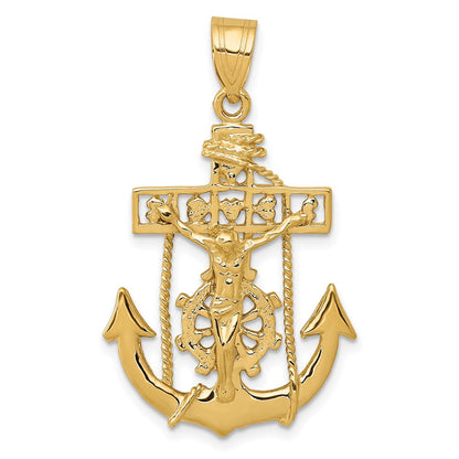 14k Yellow Gold Mariners Cross Pendant