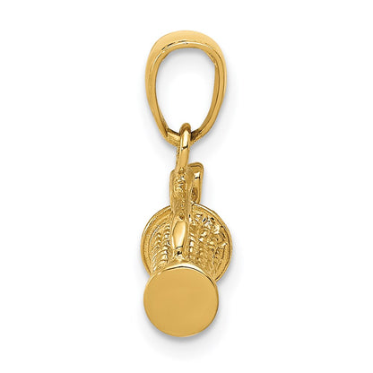 14k Yellow Gold Solid Polished 3-D Golf Bag With Clubs Charm