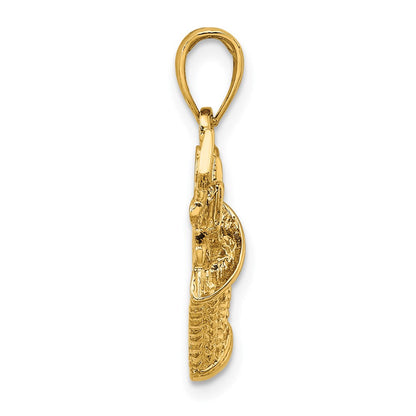 14k Yellow Gold Solid Polished Golf Bag with Clubs Charm