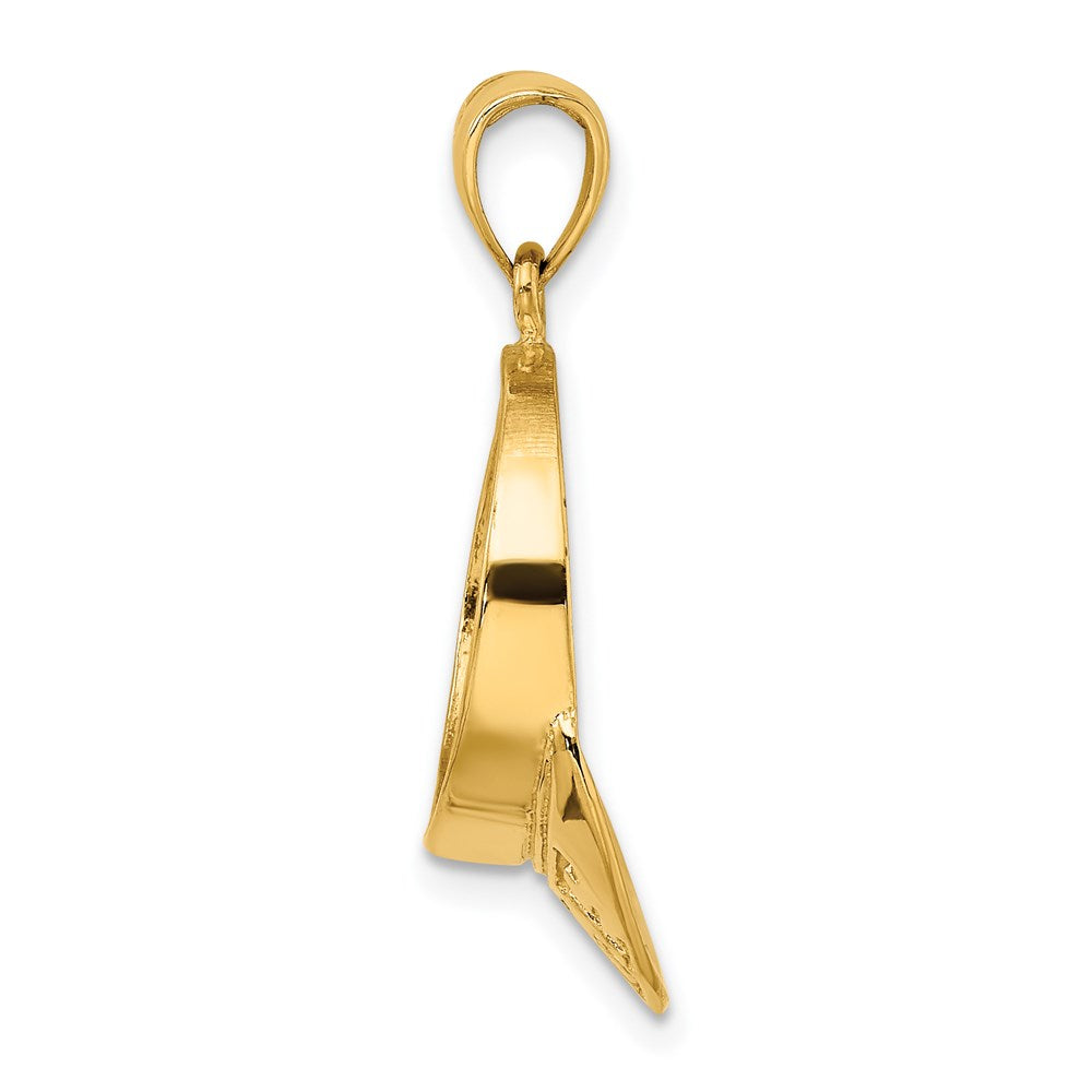 14k Yellow Gold Solid Polished 3-D Golf Visor Charm