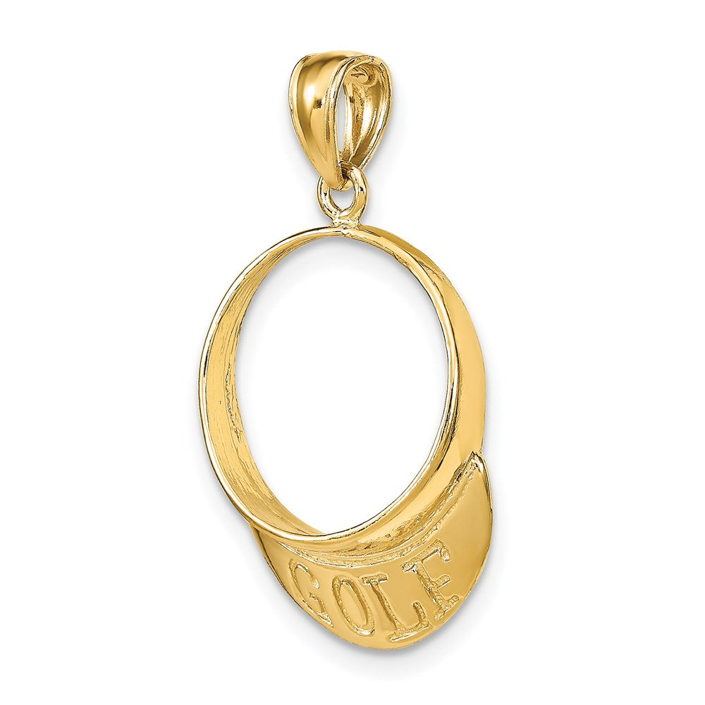 14k Yellow Gold Solid Polished 3-D Golf Visor Charm