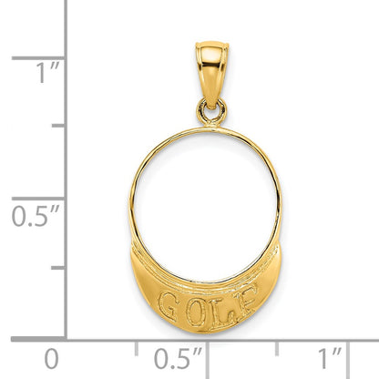 14k Yellow Gold Solid Polished 3-D Golf Visor Charm