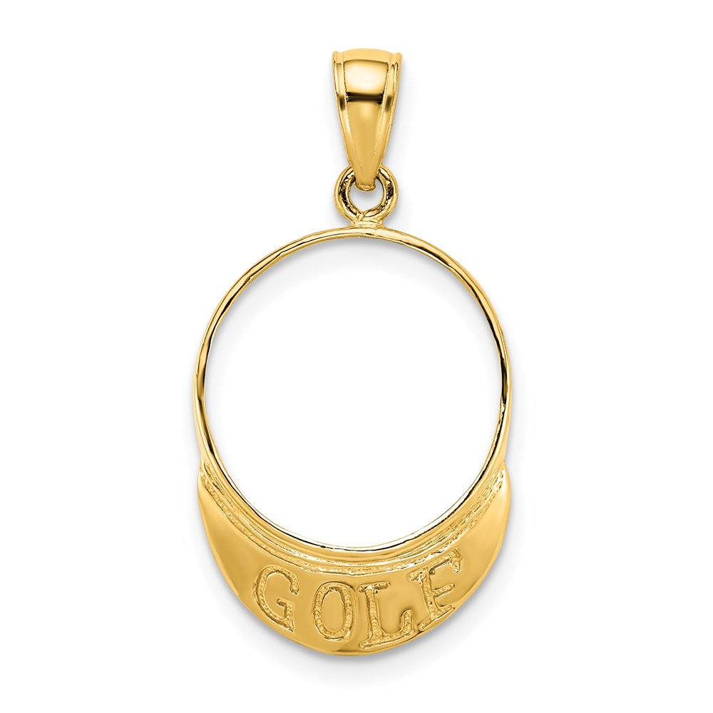14k Yellow Gold Solid Polished 3-D Golf Visor Charm