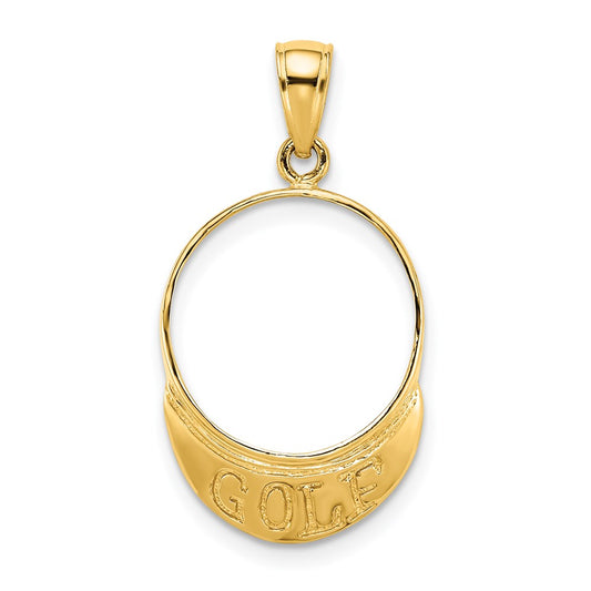 14k Yellow Gold Solid Polished 3-D Golf Visor Charm