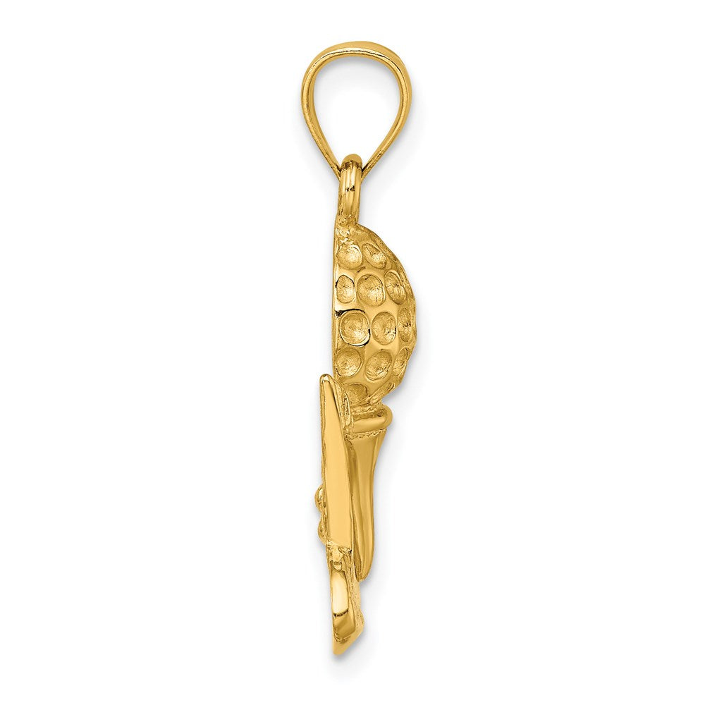 14k Yellow Gold Solid Polished Open-Backed Golf Charm