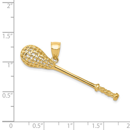 14k Yellow Gold Solid Polished 3-D Lacrosse Stick Pendant