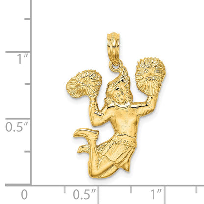 14k Yellow Gold Solid Open-Backed Cheerleader Charm