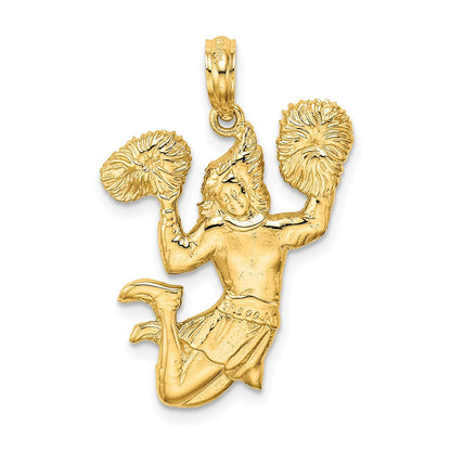 14k Yellow Gold Solid Open-Backed Cheerleader Charm