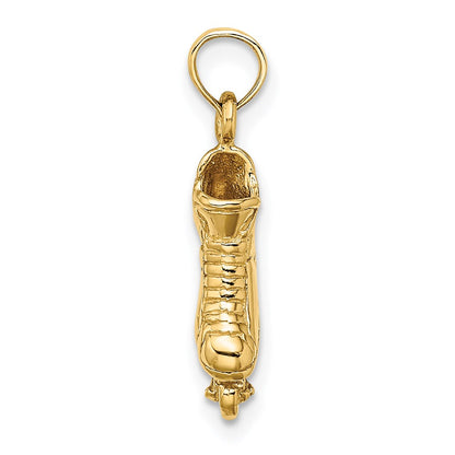 14k Yellow Gold Solid Polished 3-D Rollerblade Charm