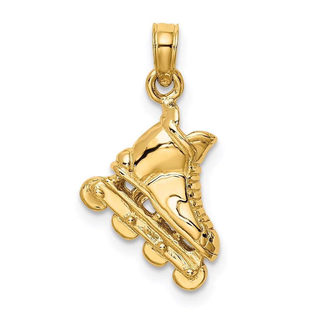14k Yellow Gold Solid Polished 3-D Rollerblade Charm