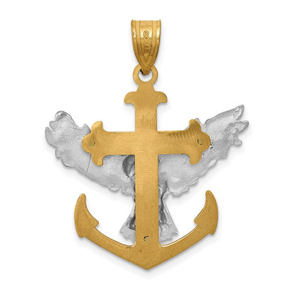 14k Two-tone Gold Mariners Cross w/Eagle Pendant