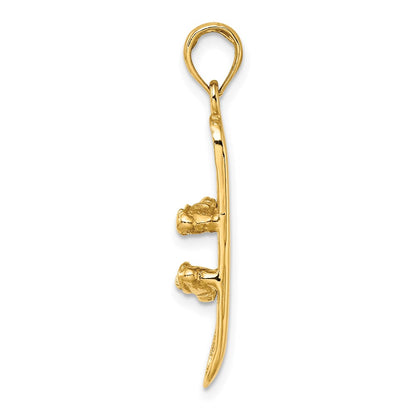 14k Yellow Gold Solid Polished 3-D Snowboard Charm