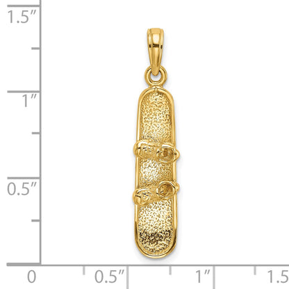 14k Yellow Gold Solid Polished 3-D Snowboard Charm