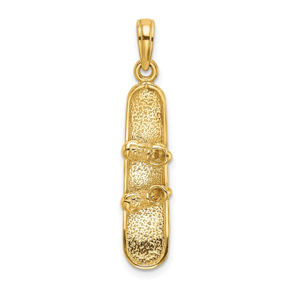 14k Yellow Gold Solid Polished 3-D Snowboard Charm