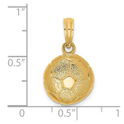 14k Yellow Gold Solid Polished Open-Backed Soccer Ball Charm