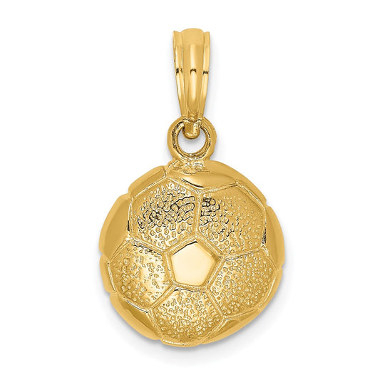 14k Yellow Gold Solid Polished Open-Backed Soccer Ball Charm