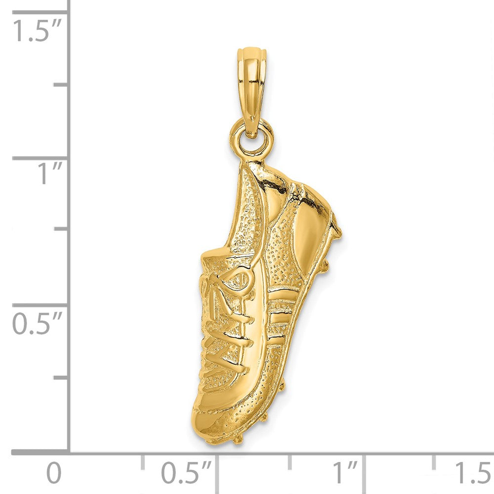 14k Yellow Gold Polished Open-Backed Soccer Cleat Shoe Charm