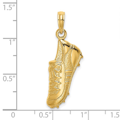 14k Yellow Gold Polished Open-Backed Soccer Cleat Shoe Charm