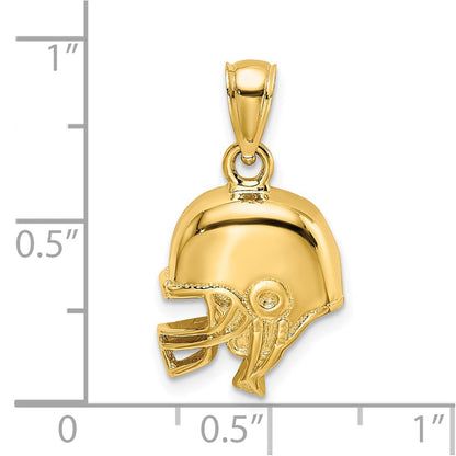 14k Yellow Gold Polished Open-Backed Football Helmet Charm