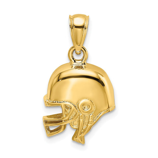14k Yellow Gold Polished Open-Backed Football Helmet Charm
