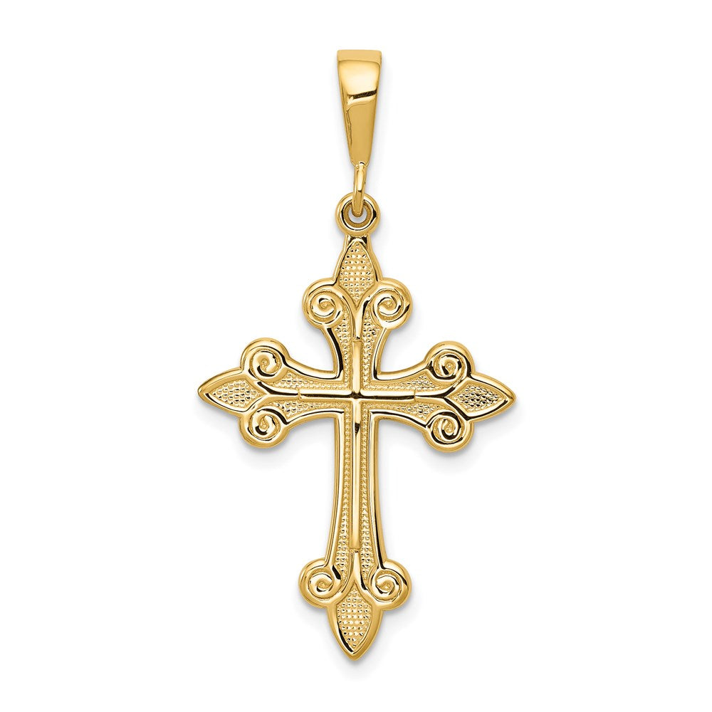 14k Yellow Gold Fleur de Lis Cross Pendant