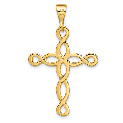 14k Yellow Gold Polished Cross Pendant