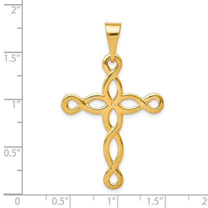 14k Yellow Gold Polished Cross Pendant