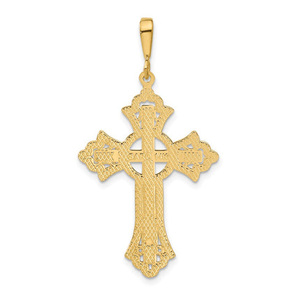14k Yellow Gold Diamond-cut Celtic Cross Pendant