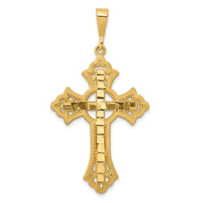 14k Yellow Gold Diamond-cut Celtic Cross Pendant