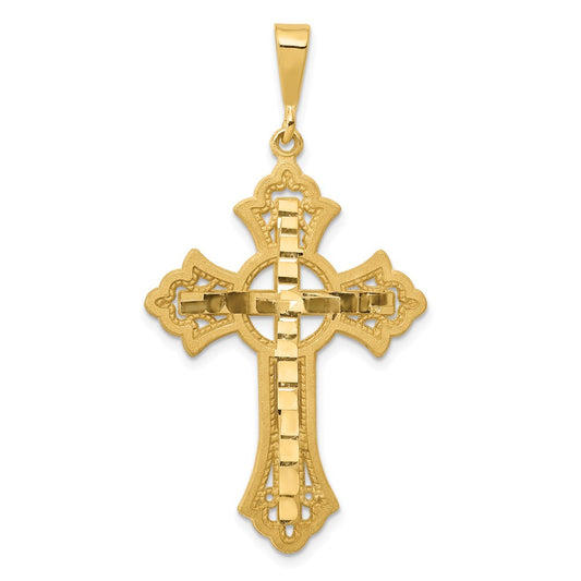 14k Yellow Gold Diamond-cut Celtic Cross Pendant