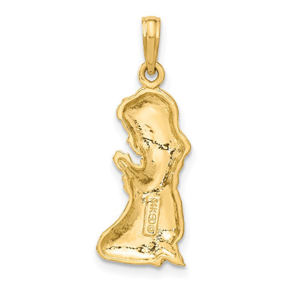 14k Yellow Gold Praying Girl Pendant