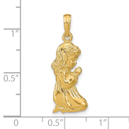 14k Yellow Gold Praying Girl Pendant