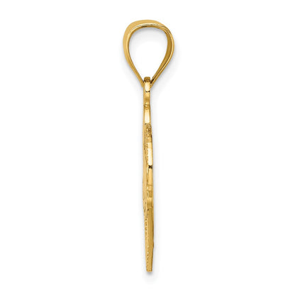 14k Yellow Gold LOVE Script in Heart Frame Charm