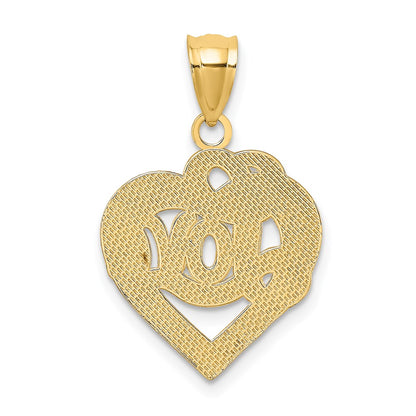 14k Yellow Gold LOVE Script in Heart Frame Charm