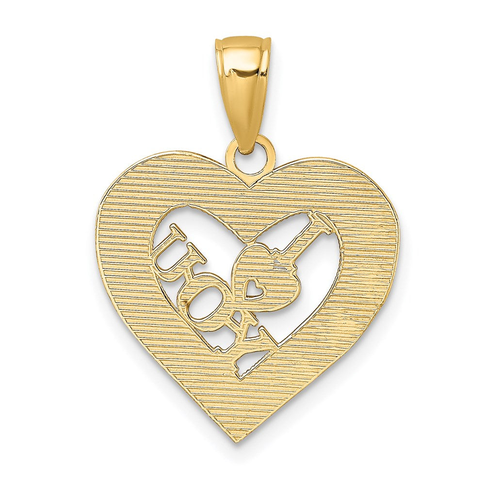 14k Yellow Gold I HEART YOU in Sweetheart Frame Charm