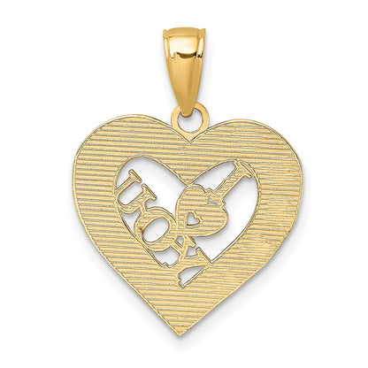 14k Yellow Gold I HEART YOU in Sweetheart Frame Charm